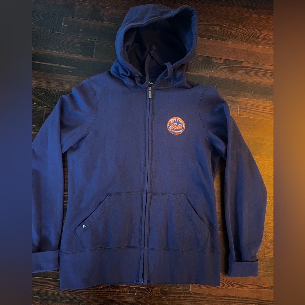 Blue Zip-Up Hoodie with MettsLogo